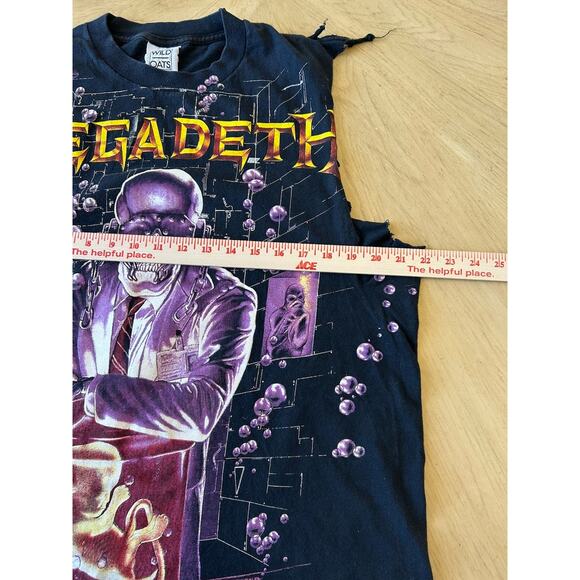 VTG 1991 Megadeth Shirt Rust In Peace Hangar Bubbles Metal Grunge WILD OATS RARE - Picture 15 of 16